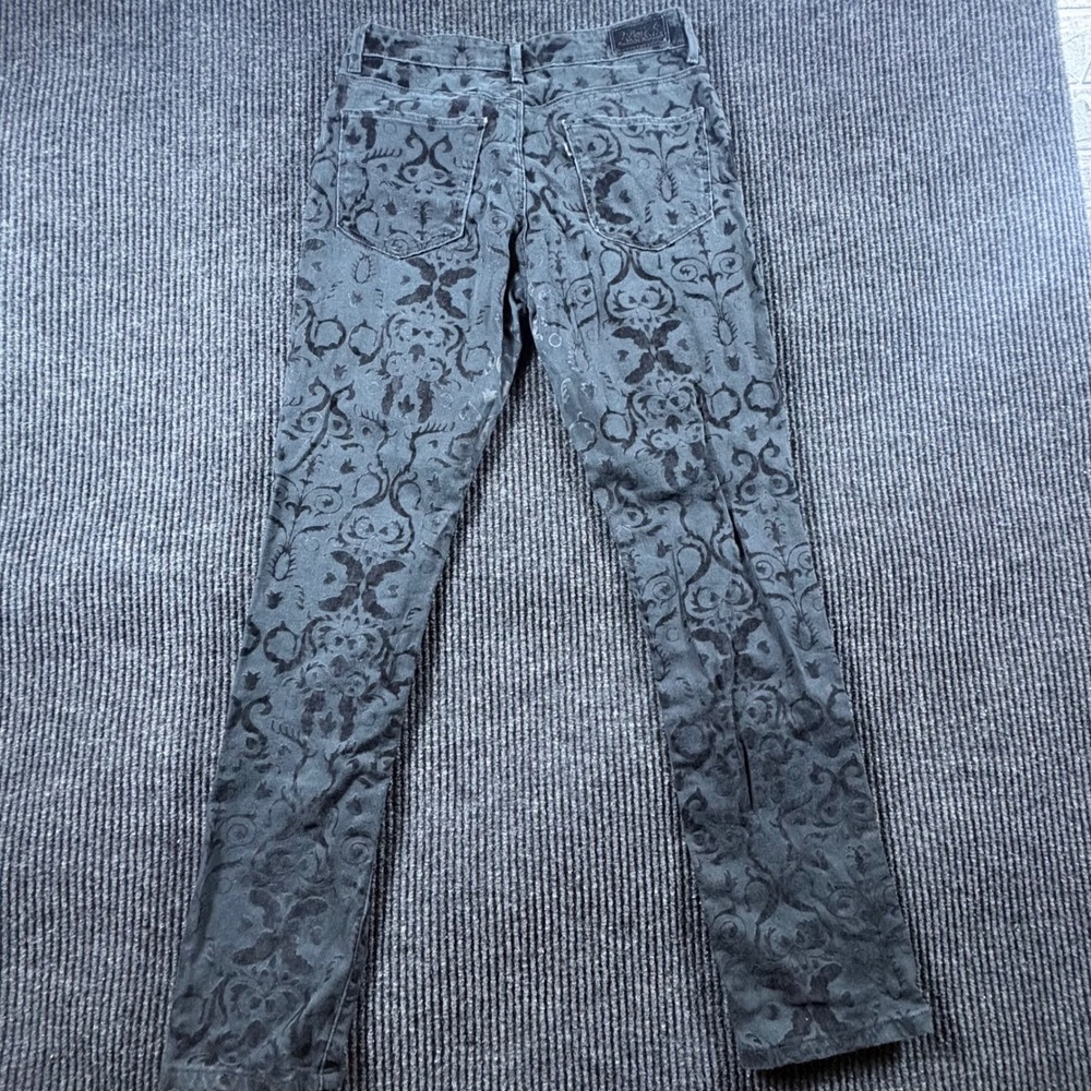 Levi's Jeans Womens 28 Black Mid Rise Skinny Flocked Damask Velvet Baroque Tonal - Picture 9 of 11
